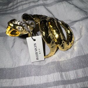 Alexis Bittar Metallic Gold Crystal-Head Snake Bracelet